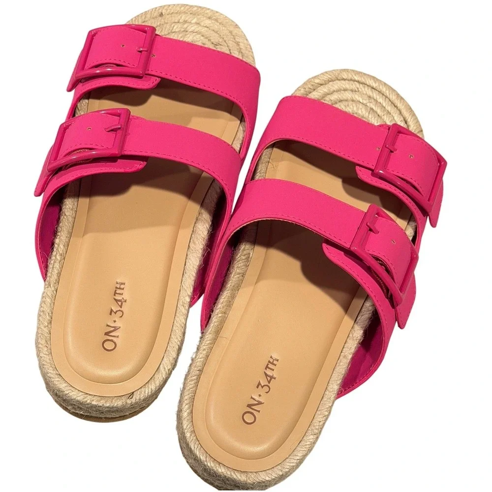 ON 34TH Milaap Pink Nude Espadrille‎ Slide Sandals Womens 7 M Vacation Resort
